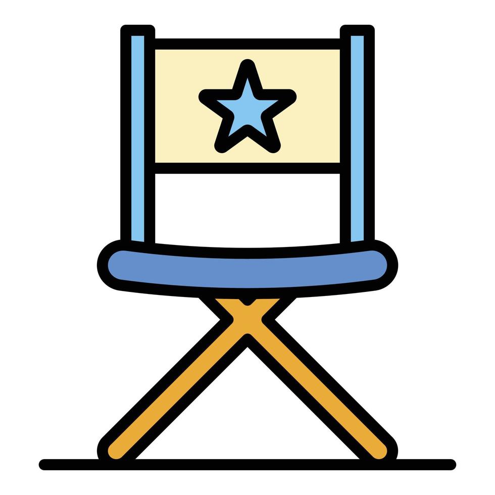 Vblog director chair icon color outline vector