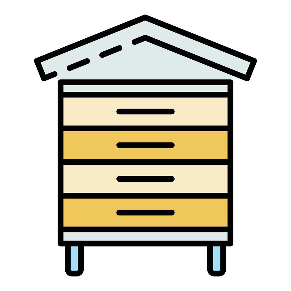 Wood bee hive icon color outline vector