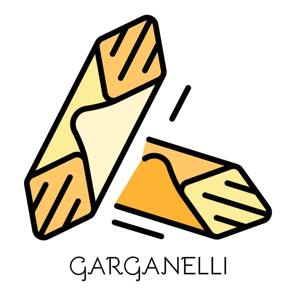 vector de contorno de color de icono de pasta garganelli