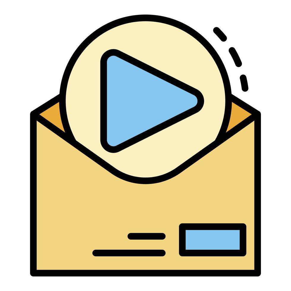 Video email sent icon color outline vector