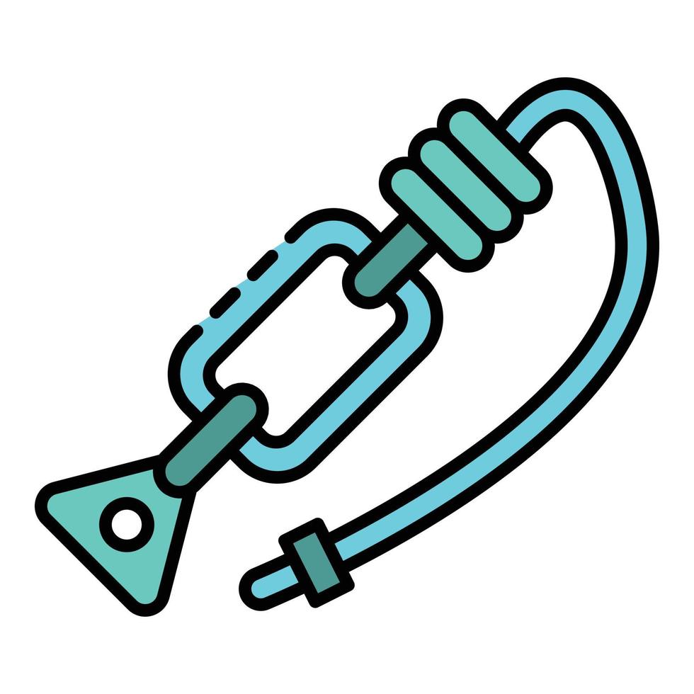 Rope carabine icon color outline vector