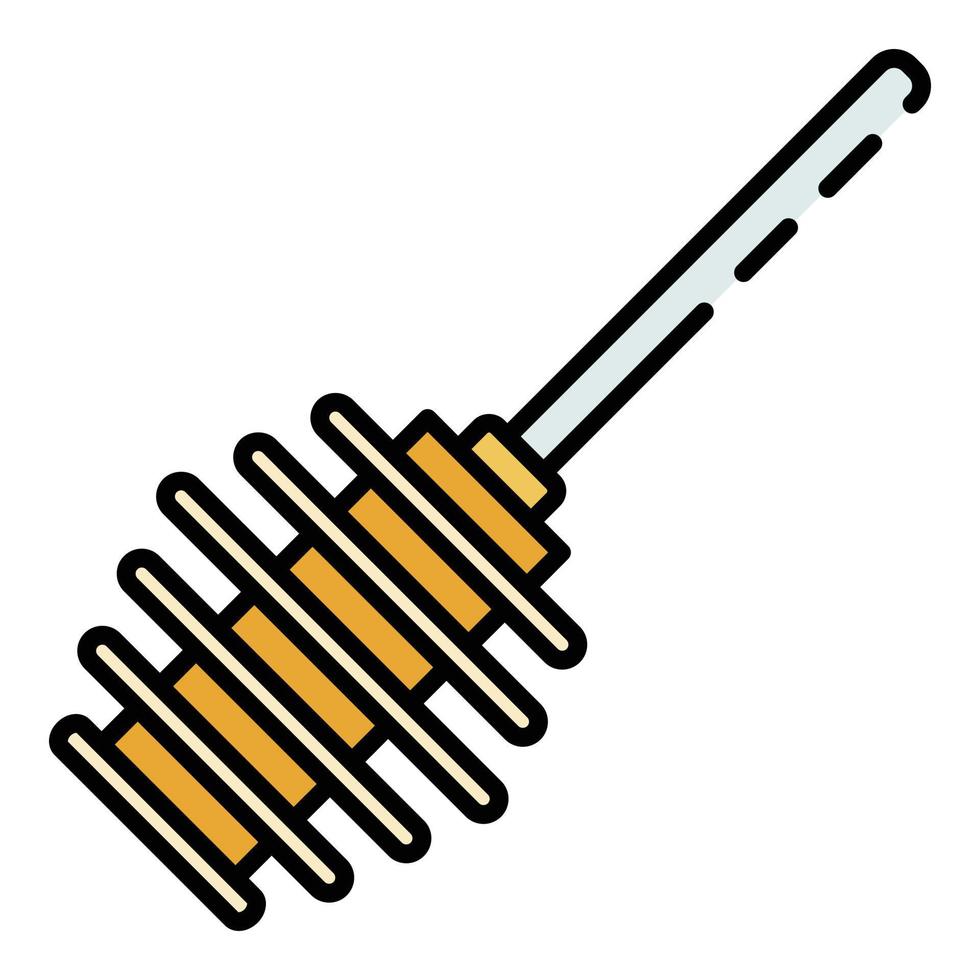 vector de contorno de color de icono de cuchara de madera de miel