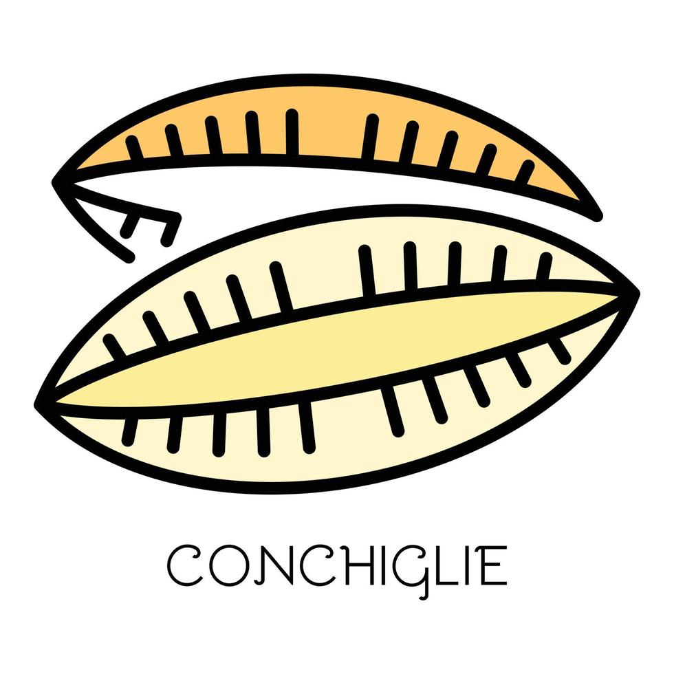 vector de contorno de color de icono de pasta conchiglie