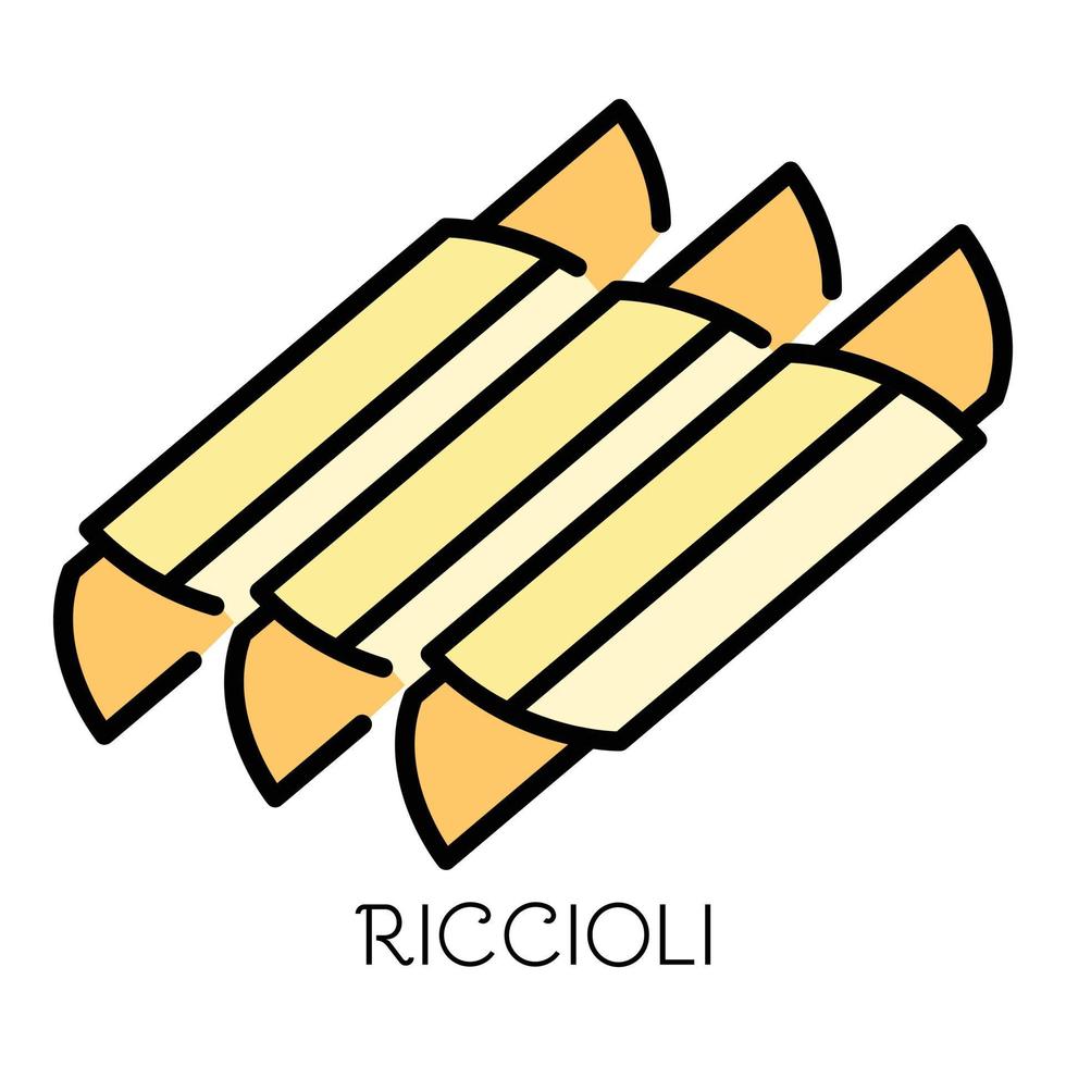 vector de contorno de color de icono de pasta riccioli