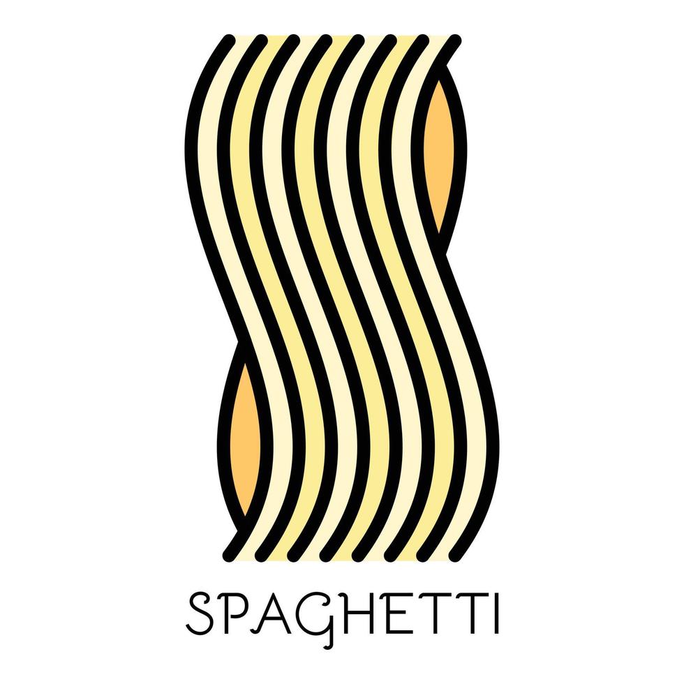 vector de contorno de color de icono de pasta espagueti