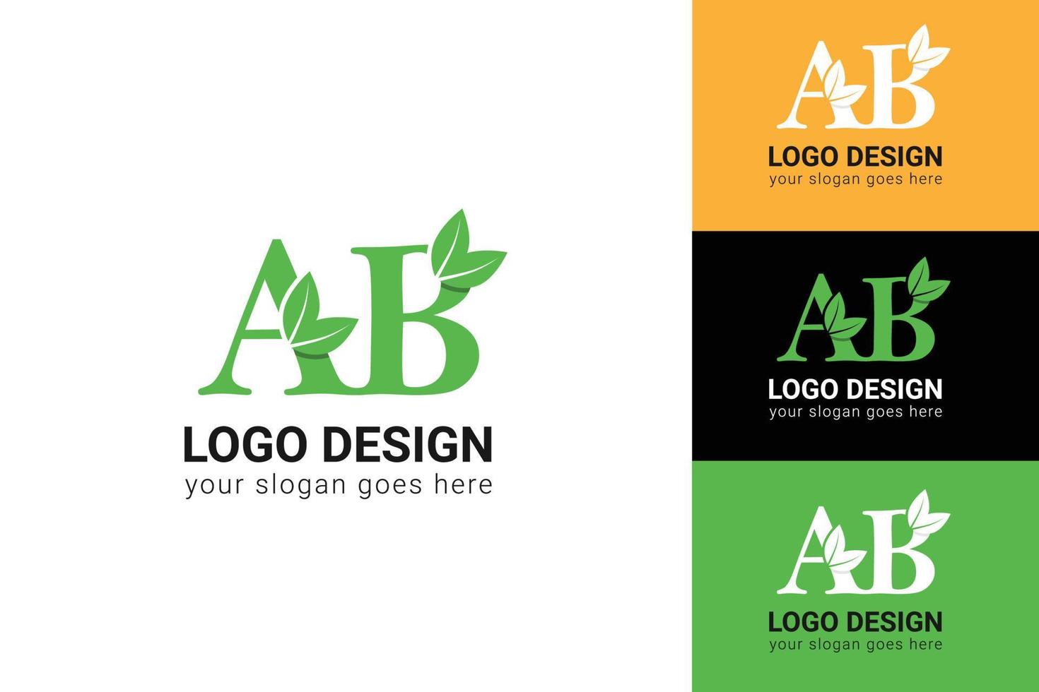 logotipo ecológico de letra ab con hoja. tipografía vectorial para afiches de la naturaleza, emblema ecológico, identidad vegana, tarjetas de hierbas y botánicas, etc. logotipo de letra ab de ecología con hoja verde. vector