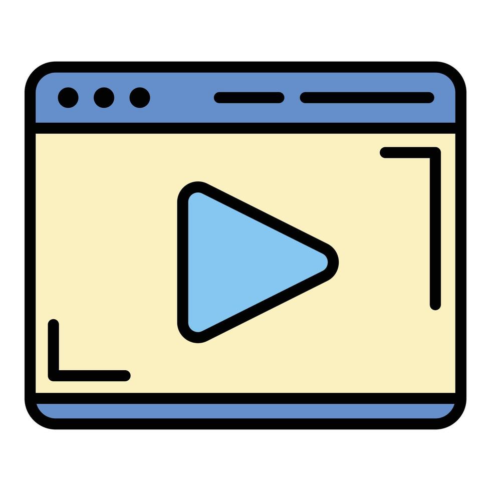 Video player icon color outline vector