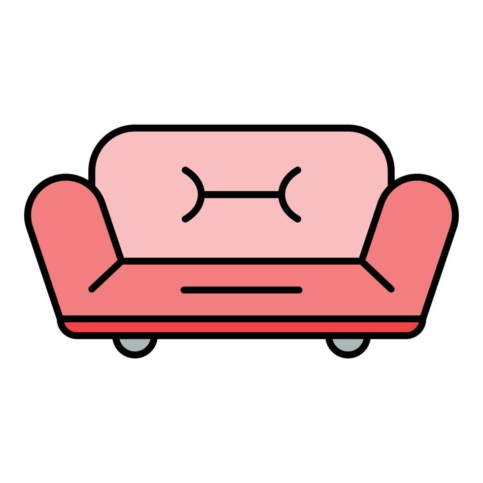 Soft sofa icon color outline vector