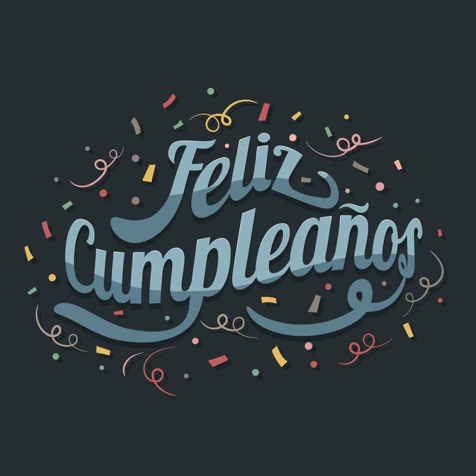 Happy birthday Feliz cumpleanos lettering in spanish 18872666 Vector Art at  Vecteezy