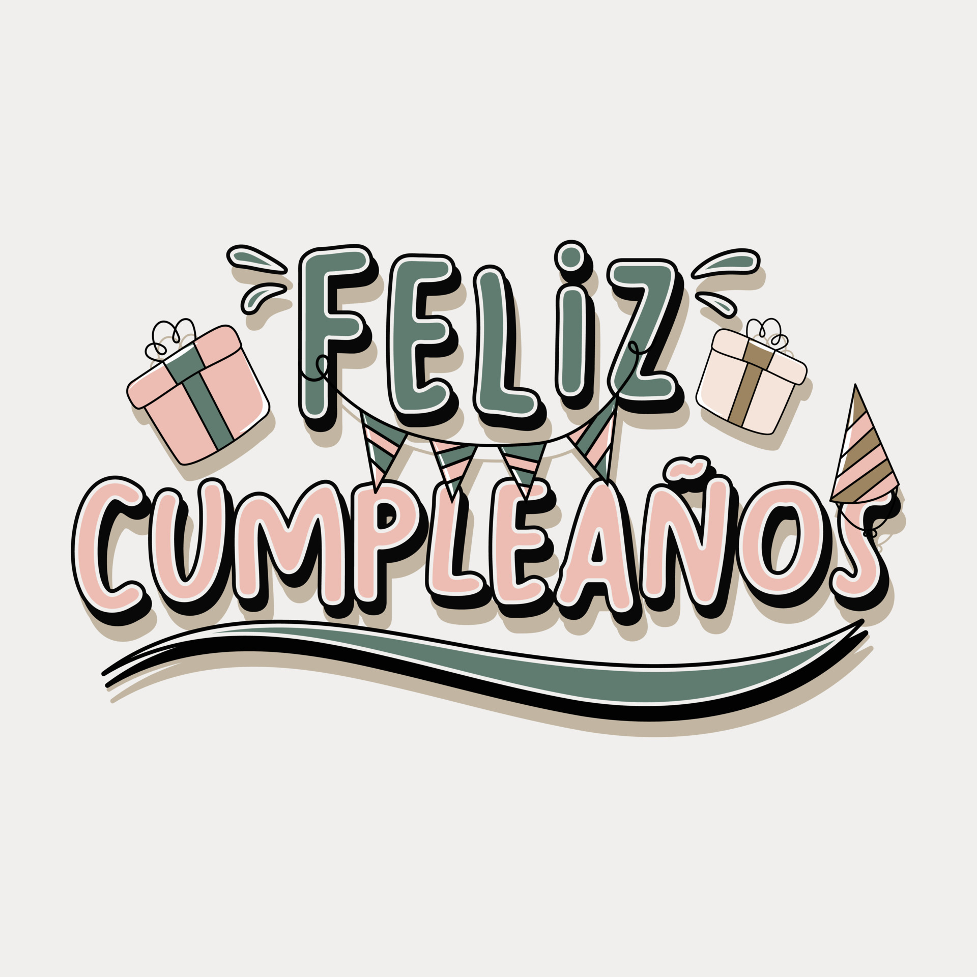 Lettering Feliz Cumpleanos in Spanish which means Happy Birthday 15678164  Vector Art at Vecteezy