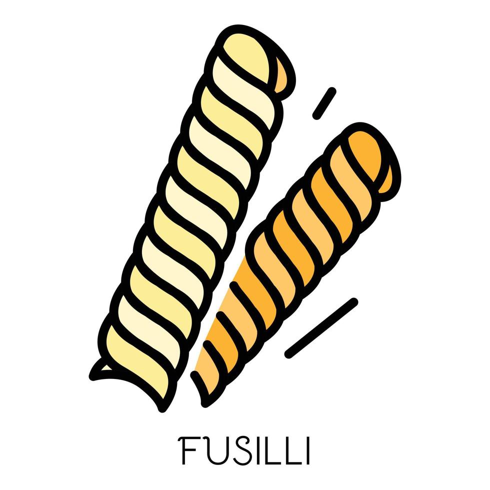 vector de contorno de color de icono de pasta fusilli