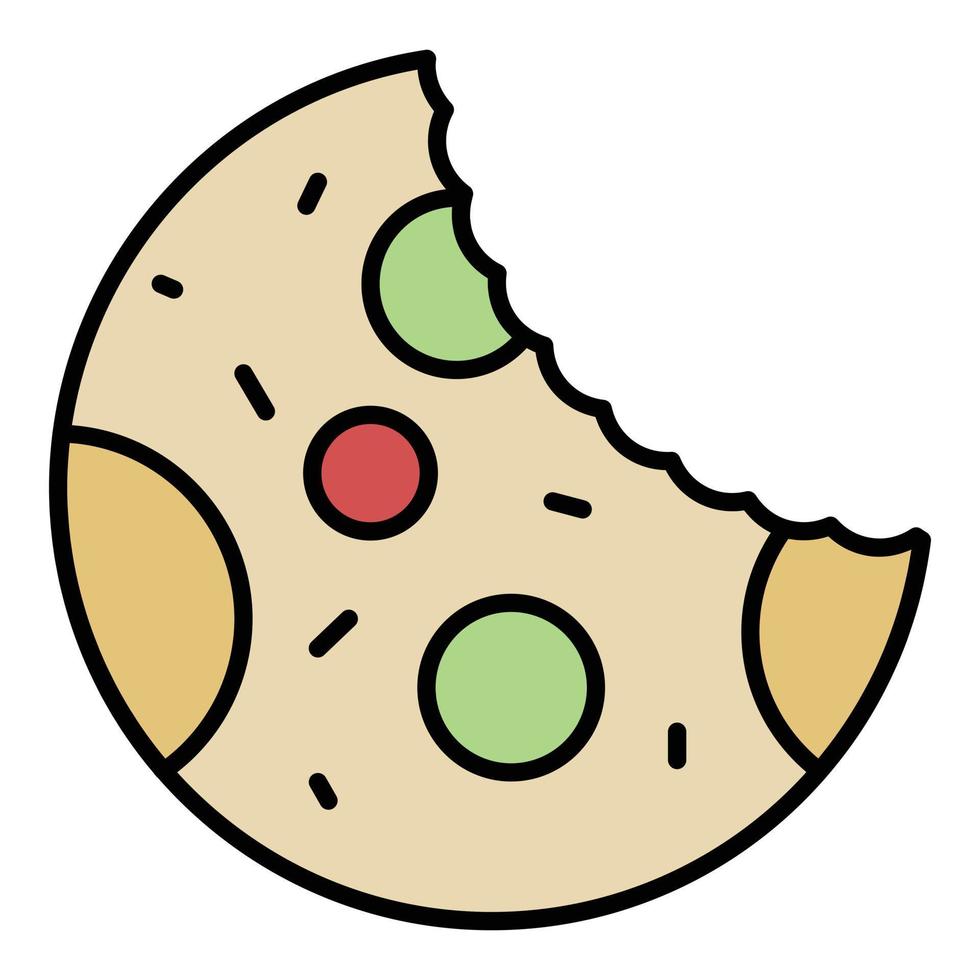 Bite cookie icon color outline vector