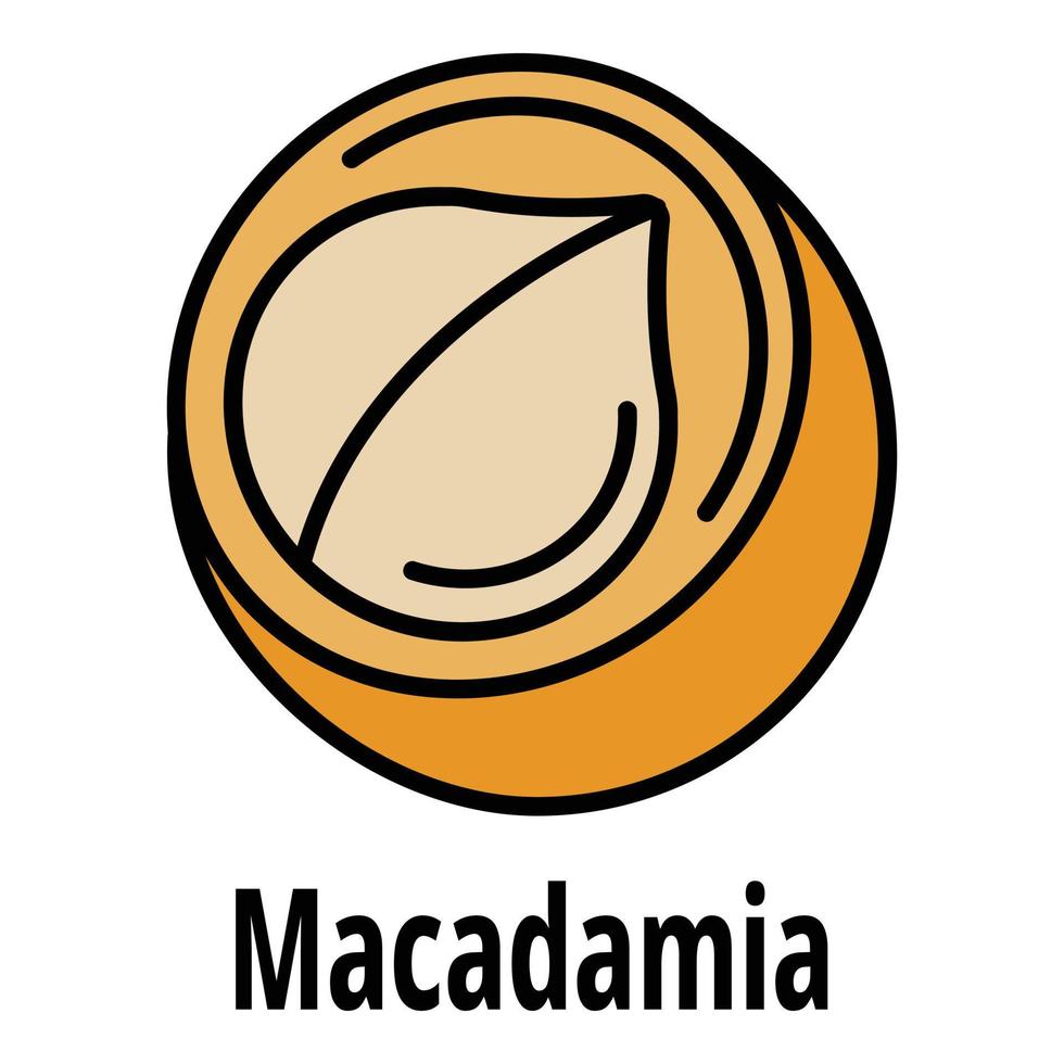 vector de contorno de color de icono de macadamia