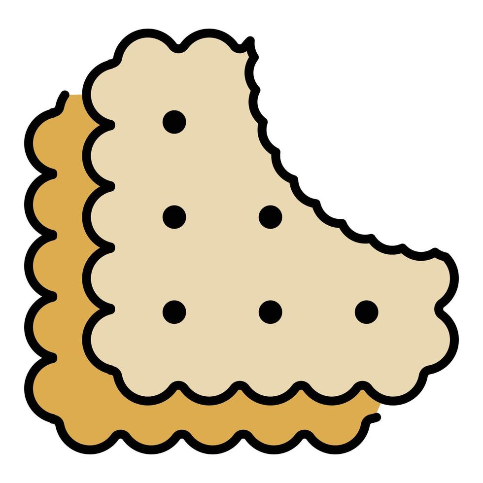 Bite biscuit icon color outline vector