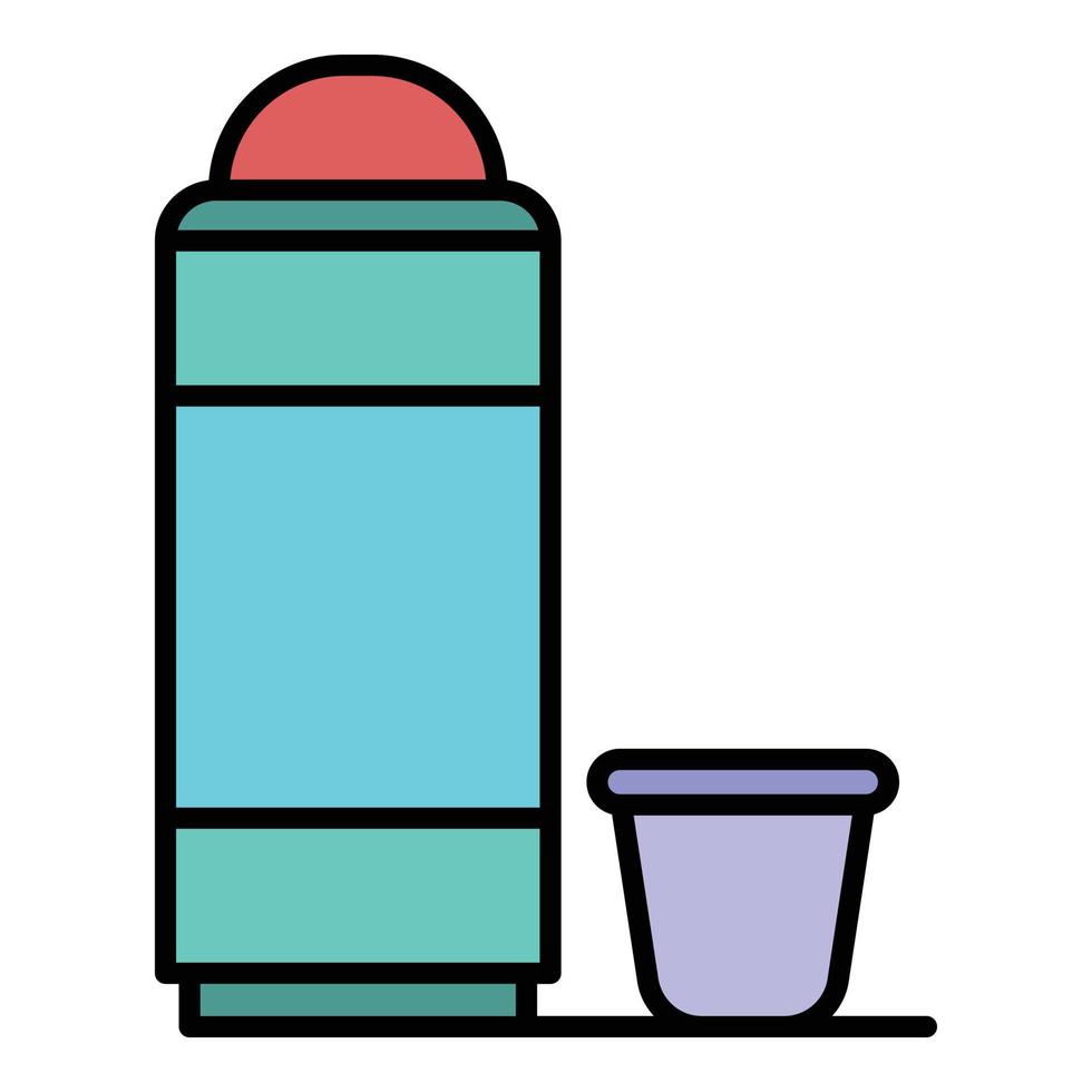 Thermos bottle icon color outline vector