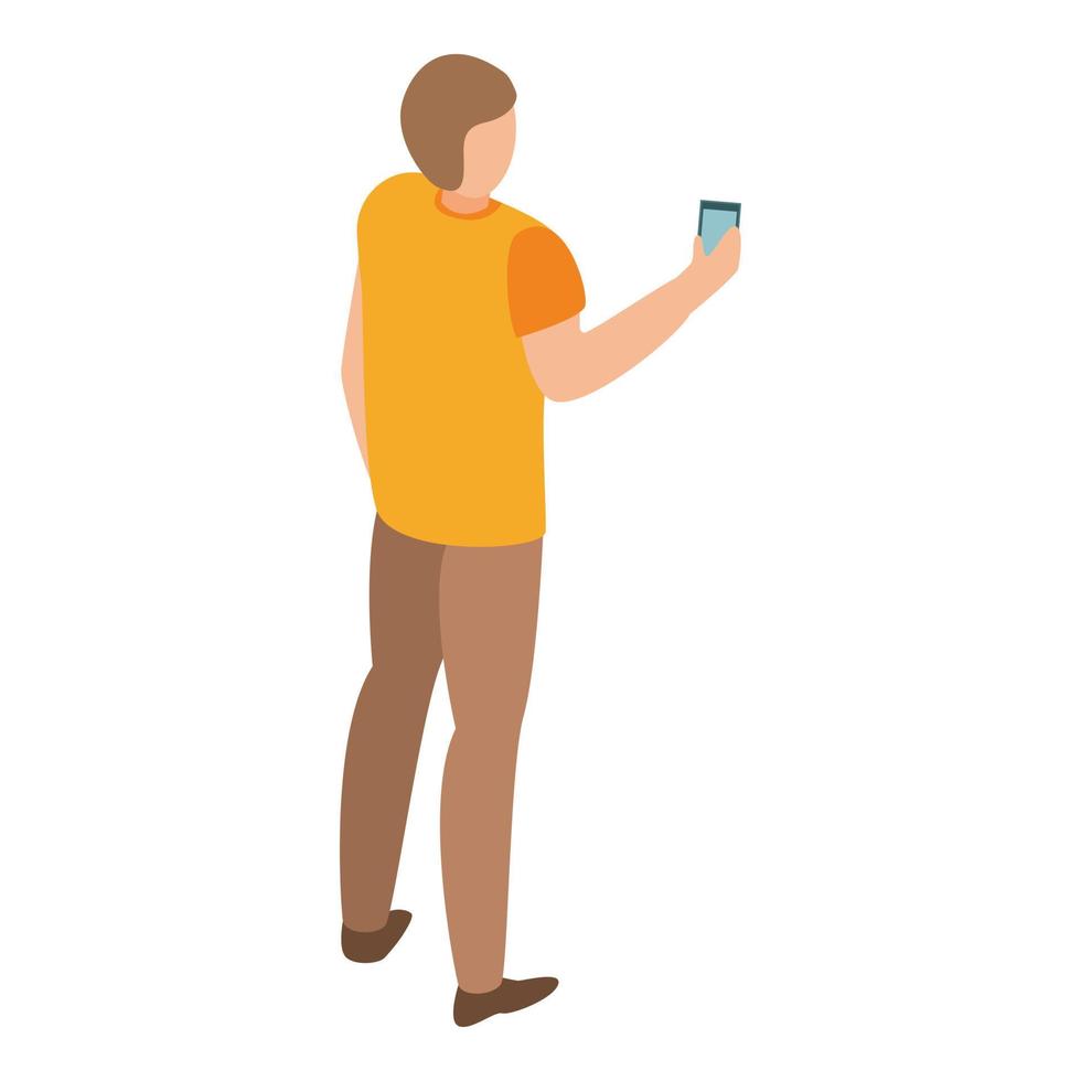 Man with smartphone icon, isometric style vector