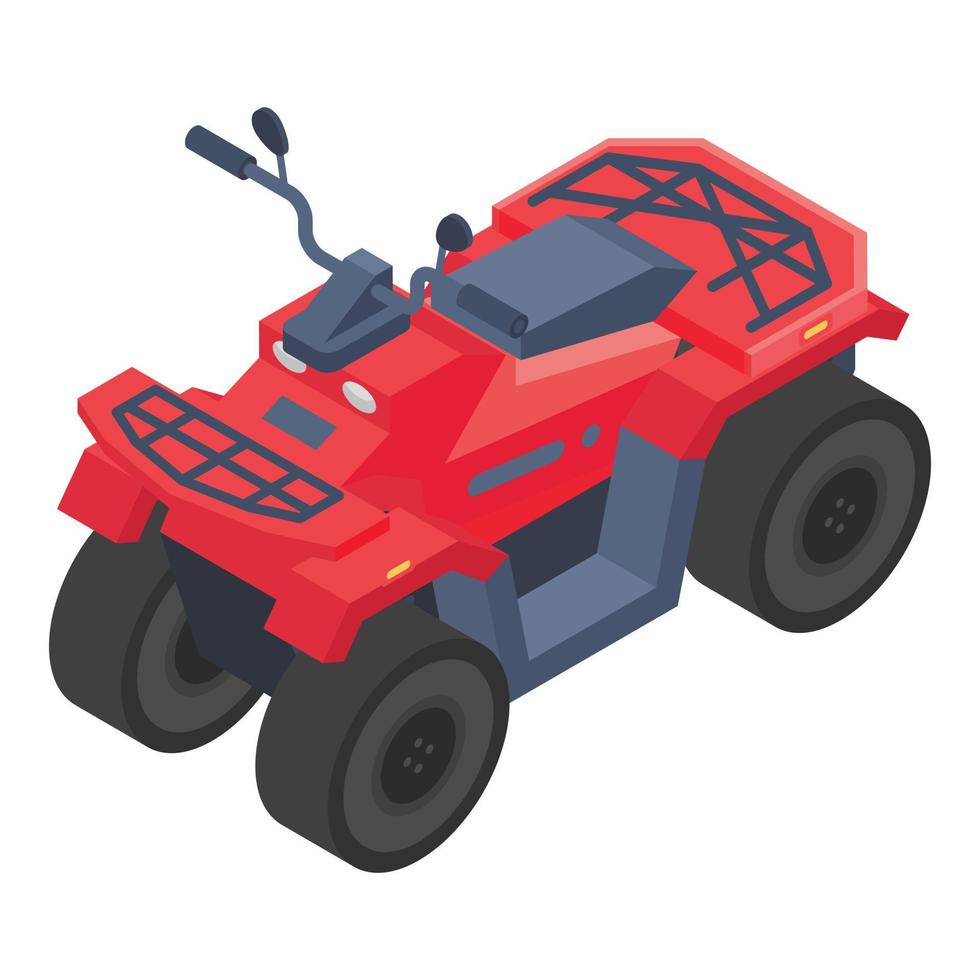 Red quad bike icon, isometric style vector