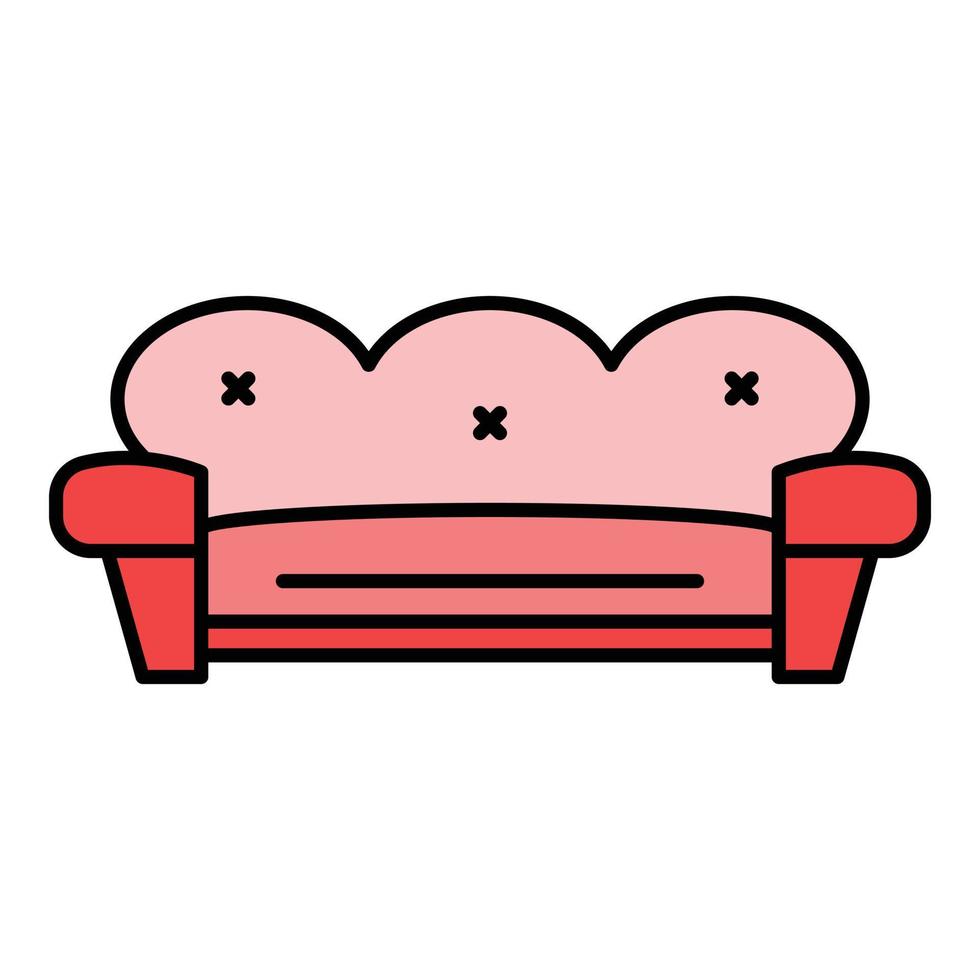 Retro sofa icon color outline vector