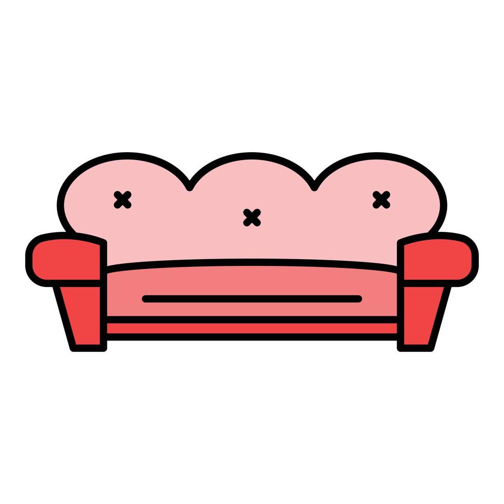 Retro sofa icon color outline vector