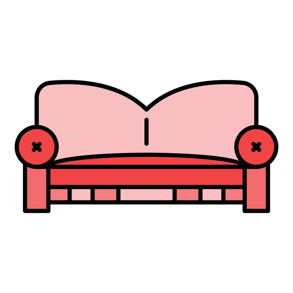 vector de contorno de color de icono de sofá de almohada