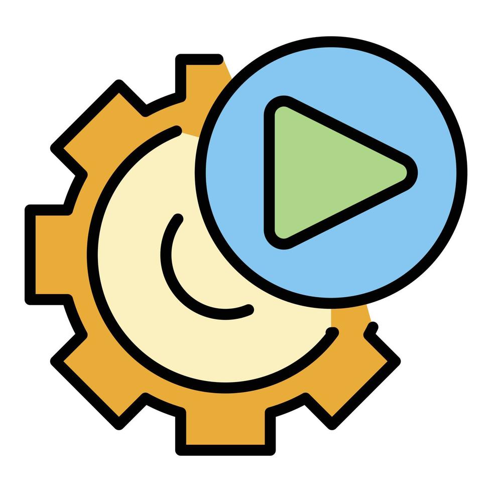 vector de contorno de color de icono de opción de engranaje de video