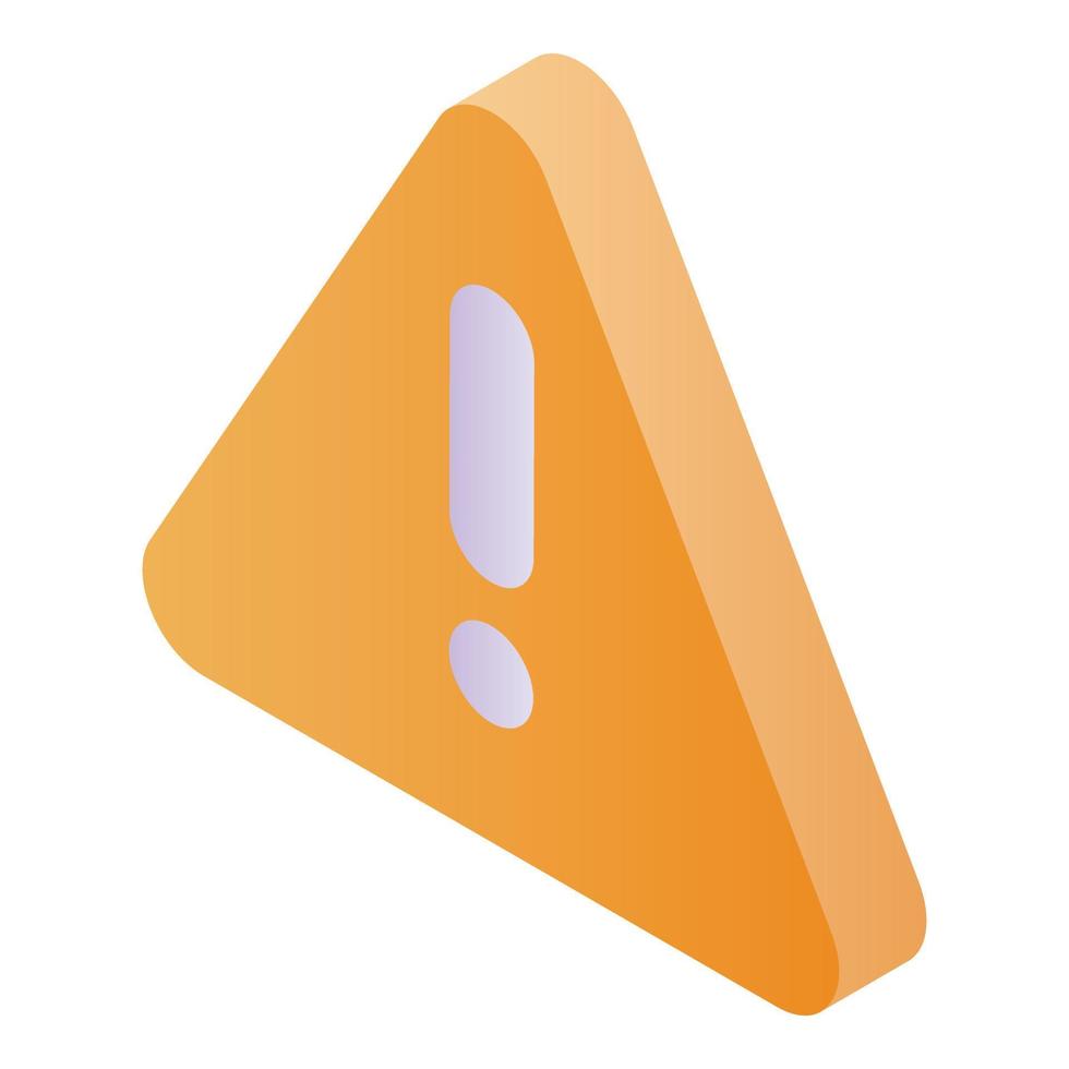 Warning sign icon, isometric style vector