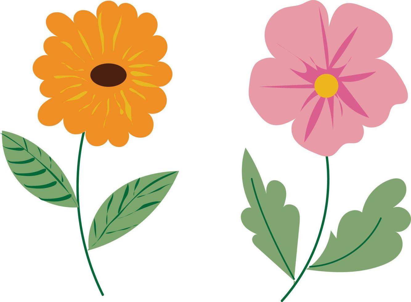 flores de campo dibujadas a mano vectoriales aisladas en el forro de fondo blanco vector