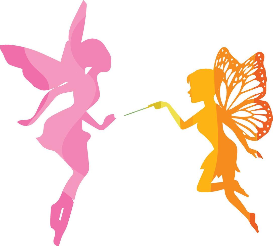 Free vector cute fairy floating with magic wand cartoon vector icon art