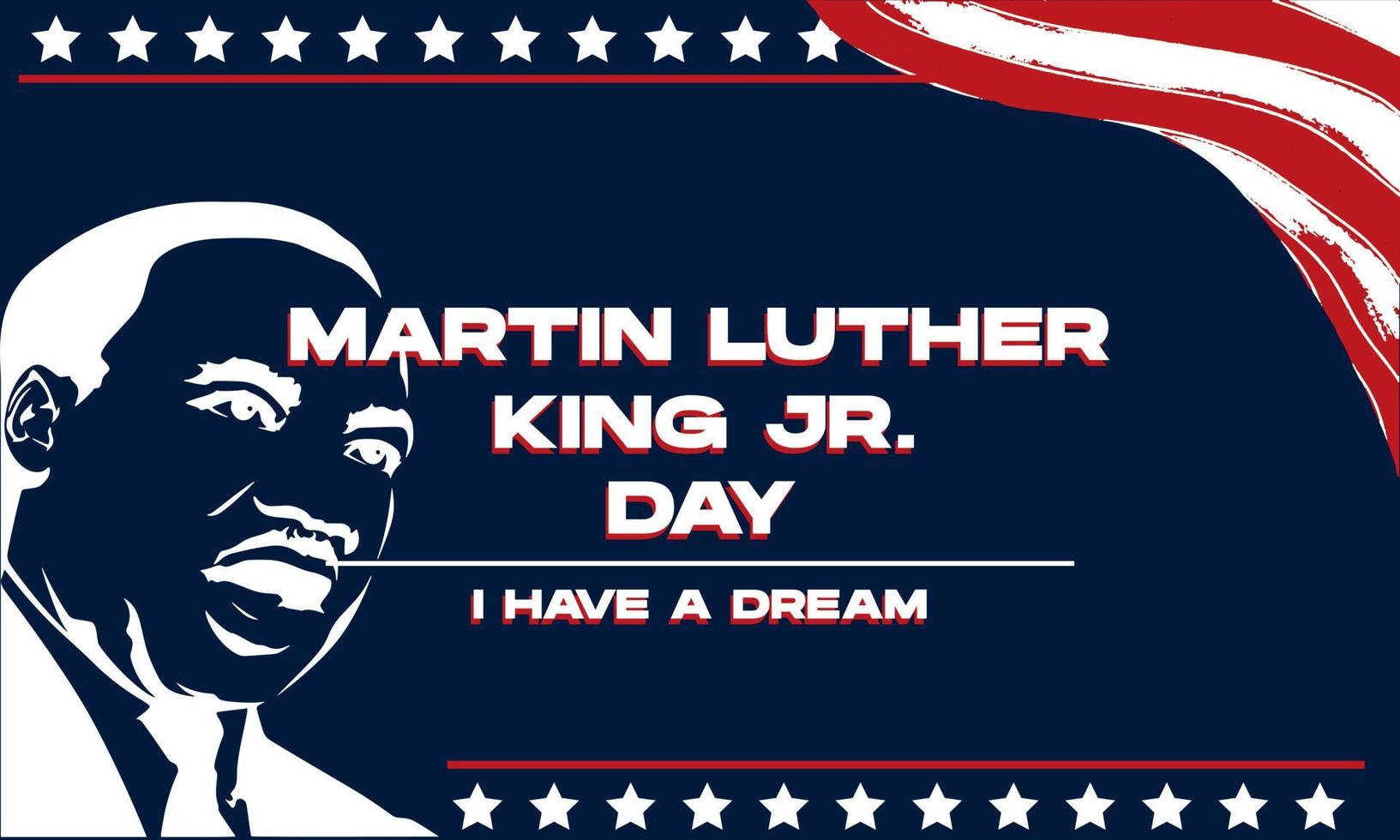 Martin Luther King Jr. Day Blue Background. With Face Martin Luther King. Vector Illustration.