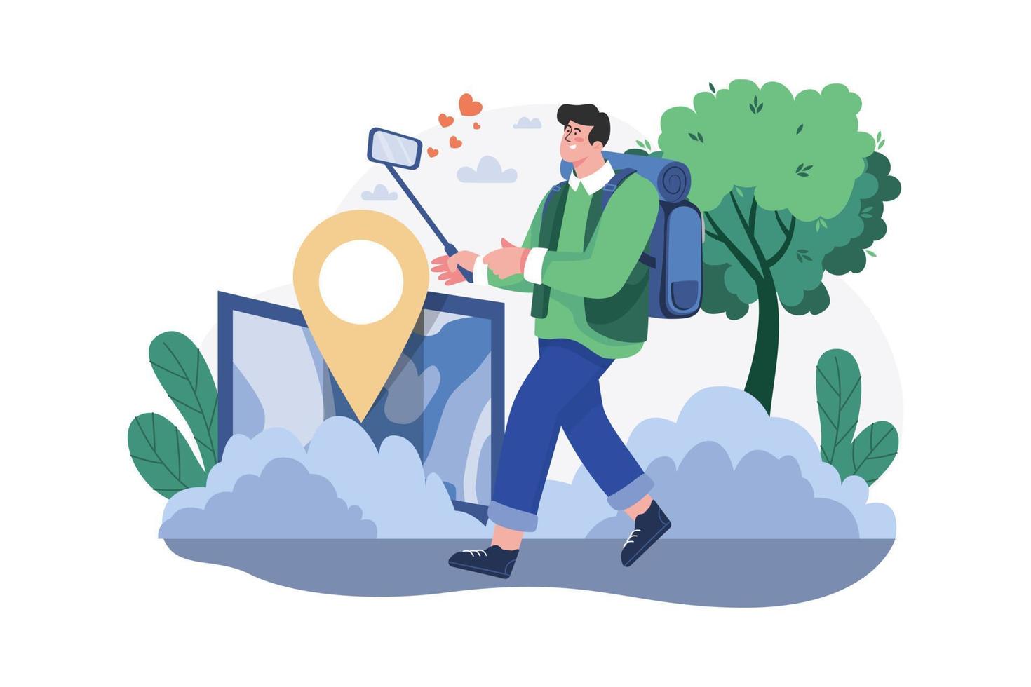 Male Travel Vlogger Illustration concept. A flat illustration isolated on white background vector
