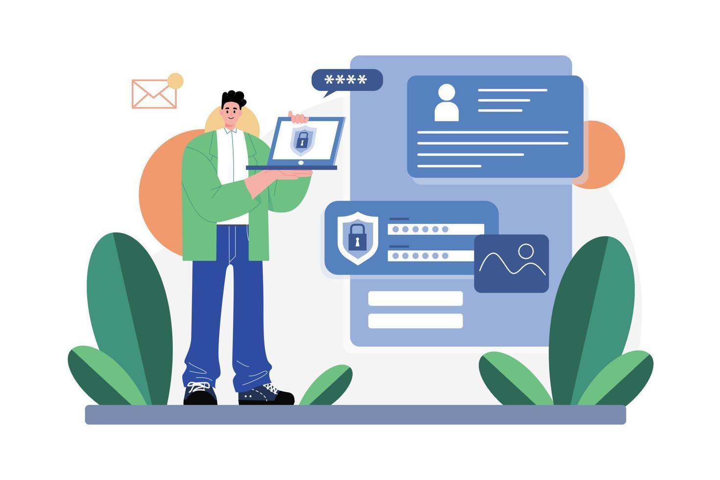 Login Access Protection Illustration concept. A flat illustration isolated on white background vector