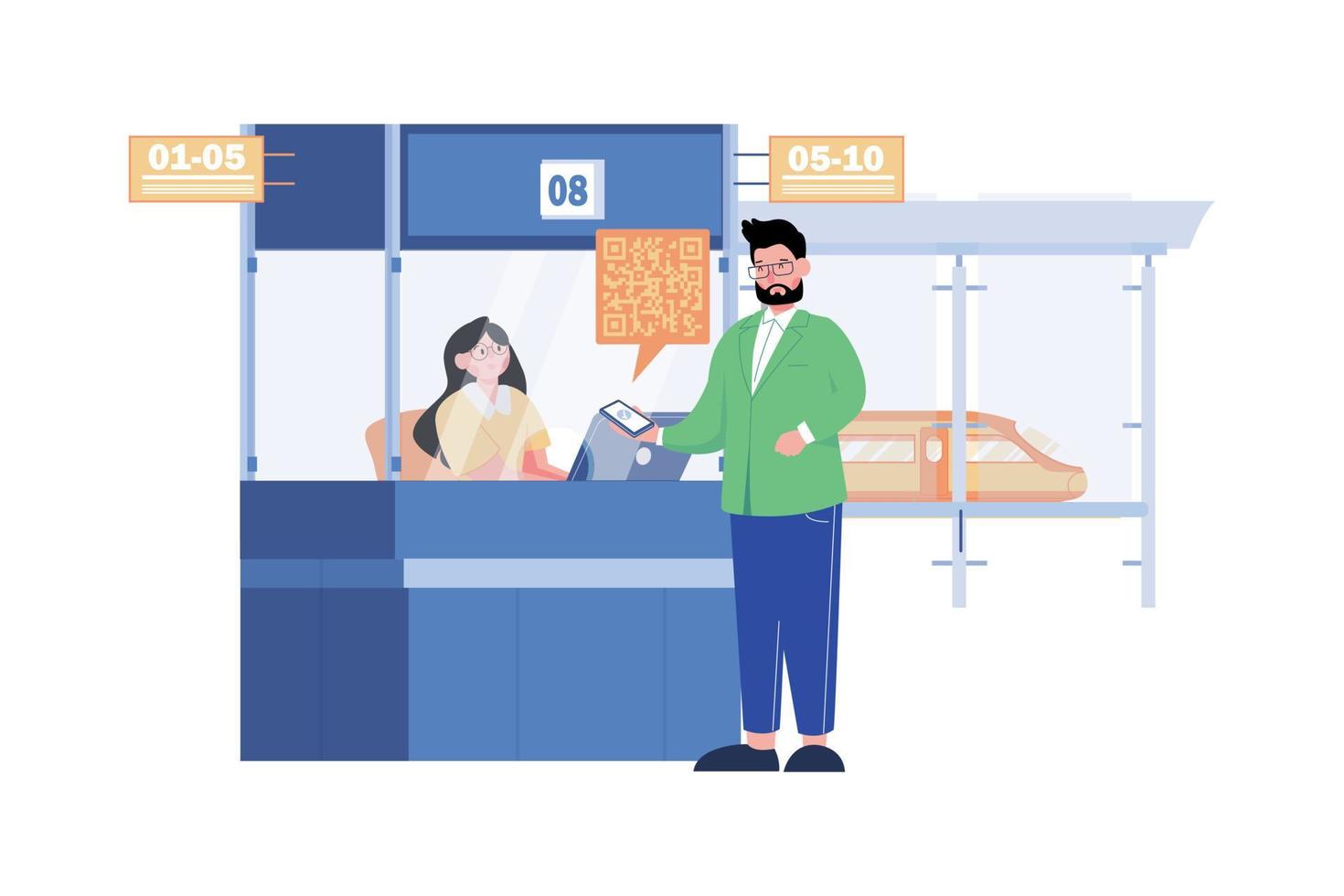 Man Doing Payment With Qr Scanner vector