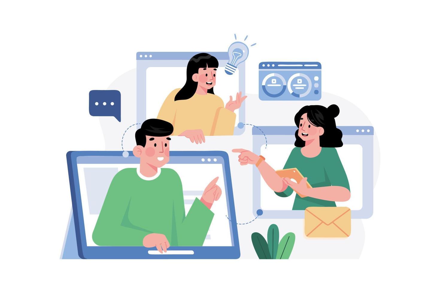 Online Meeting Illustration concept. A flat illustration isolated on white background vector