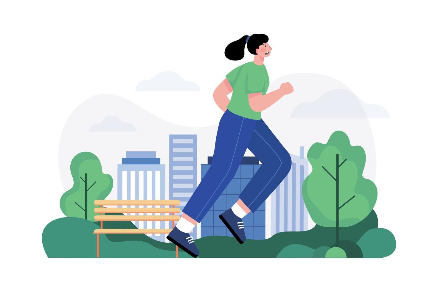 Girl Doing Jogging Illustration concept. A flat illustration isolated on white background vector