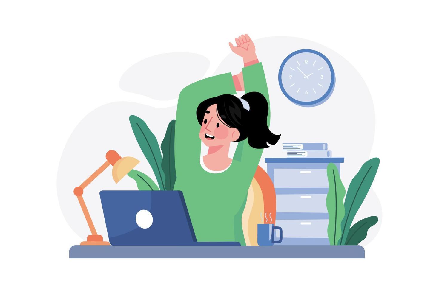 mujer tomando un descanso del trabajo vector