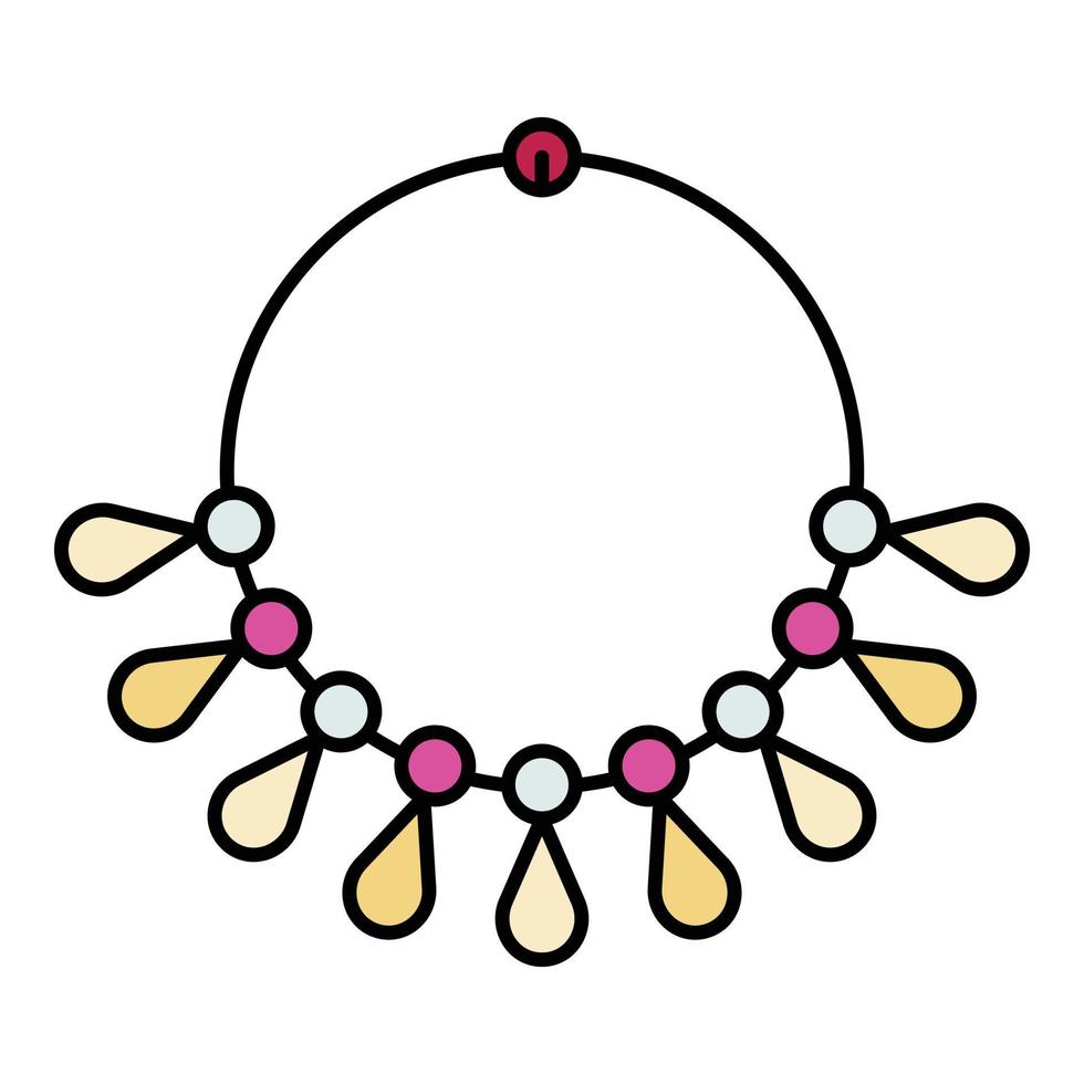 Gold necklace icon color outline vector