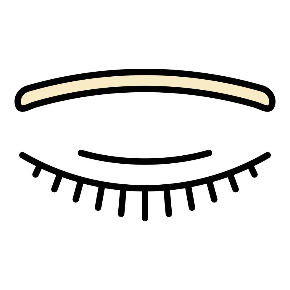 Closed eye icon color outline vector