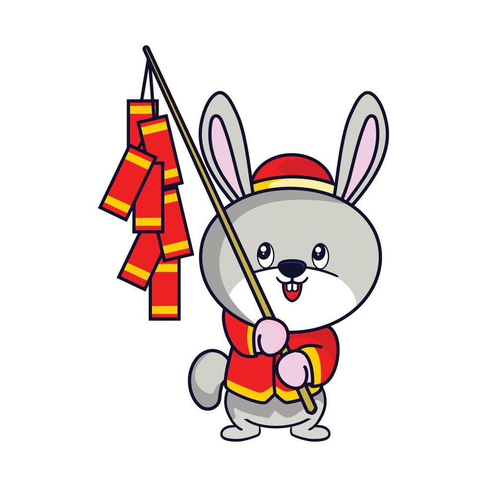 Cute rabbit Happy Chinese new year 2023 for greeting card - wealth gold money prosperity. vector