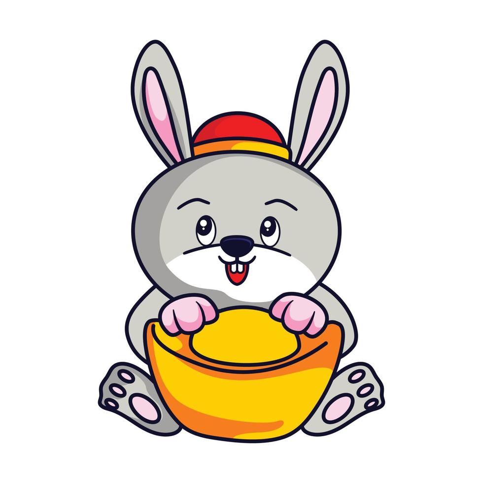 lindo conejo feliz año nuevo chino 2023 para tarjetas de felicitación - riqueza oro dinero prosperidad. vector