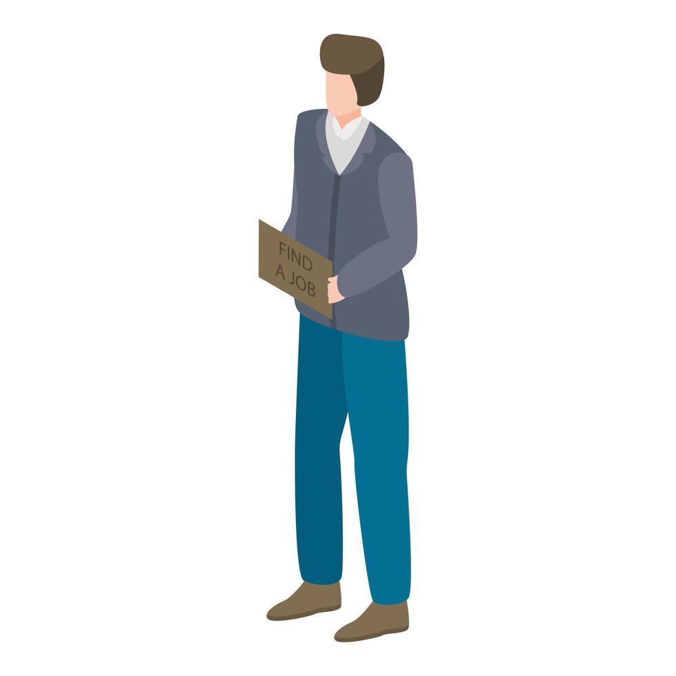 Man search a job icon, isometric style vector