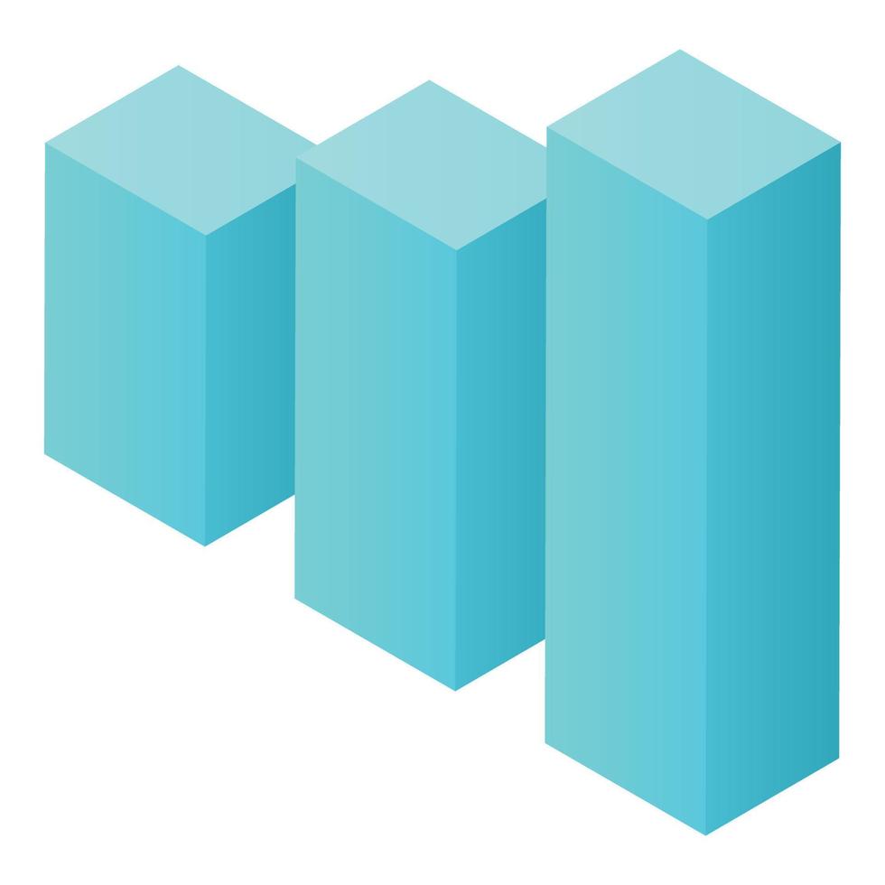 Blue bar graph icon, isometric style vector