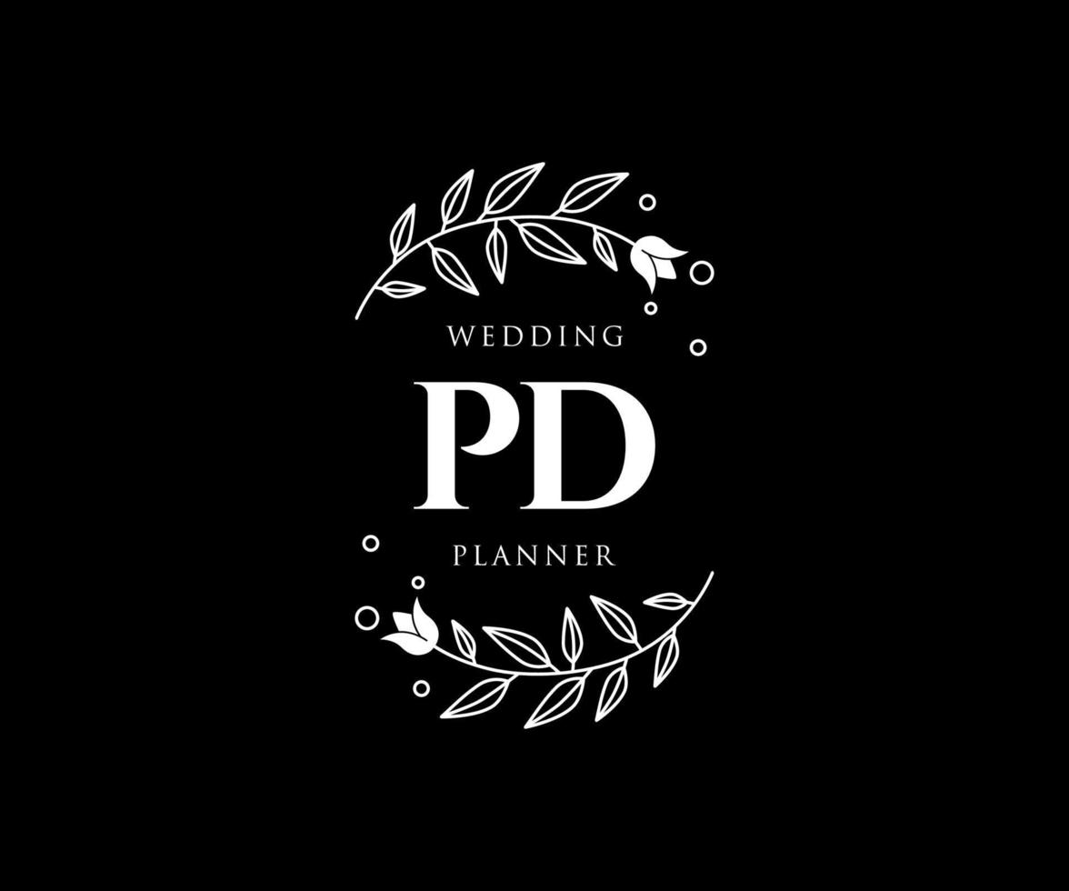 PD Initials letter Wedding monogram logos collection, hand drawn modern minimalistic and floral templates for Invitation cards, Save the Date, elegant identity for restaurant, boutique, cafe in vector