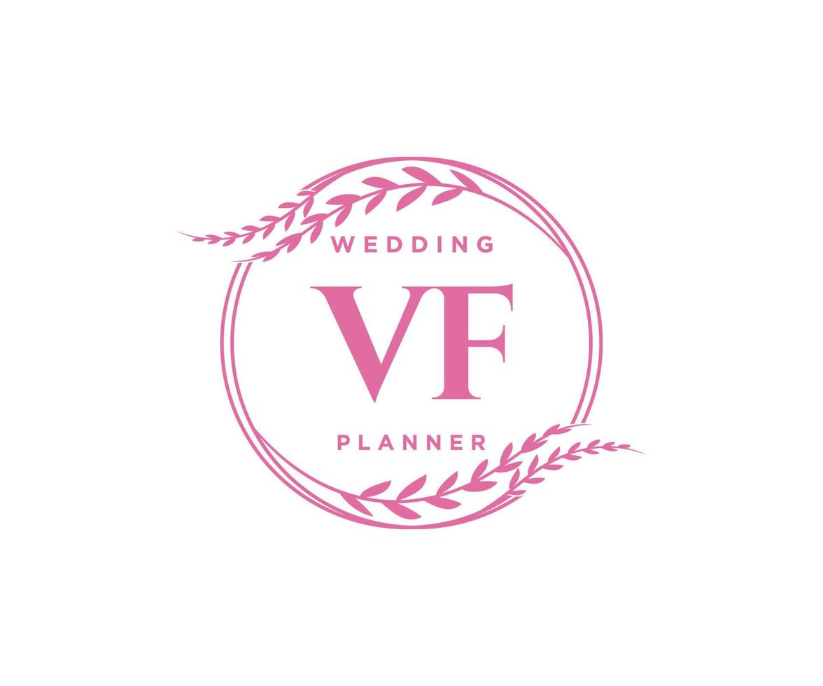 colección de logotipos de monograma de boda con letras iniciales vf, plantillas florales y minimalistas modernas dibujadas a mano para tarjetas de invitación, guardar la fecha, identidad elegante para restaurante, boutique, café en vector