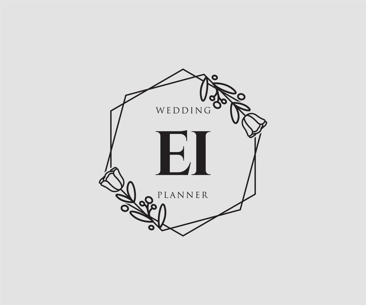 Initial EI feminine logo. Usable for Nature, Salon, Spa, Cosmetic and Beauty Logos. Flat Vector Logo Design Template Element.
