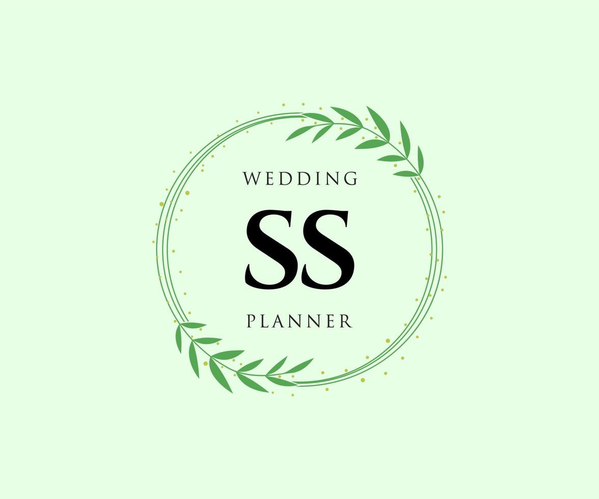 SS Initials letter Wedding monogram logos collection, hand drawn modern minimalistic and floral templates for Invitation cards, Save the Date, elegant identity for restaurant, boutique, cafe in vector