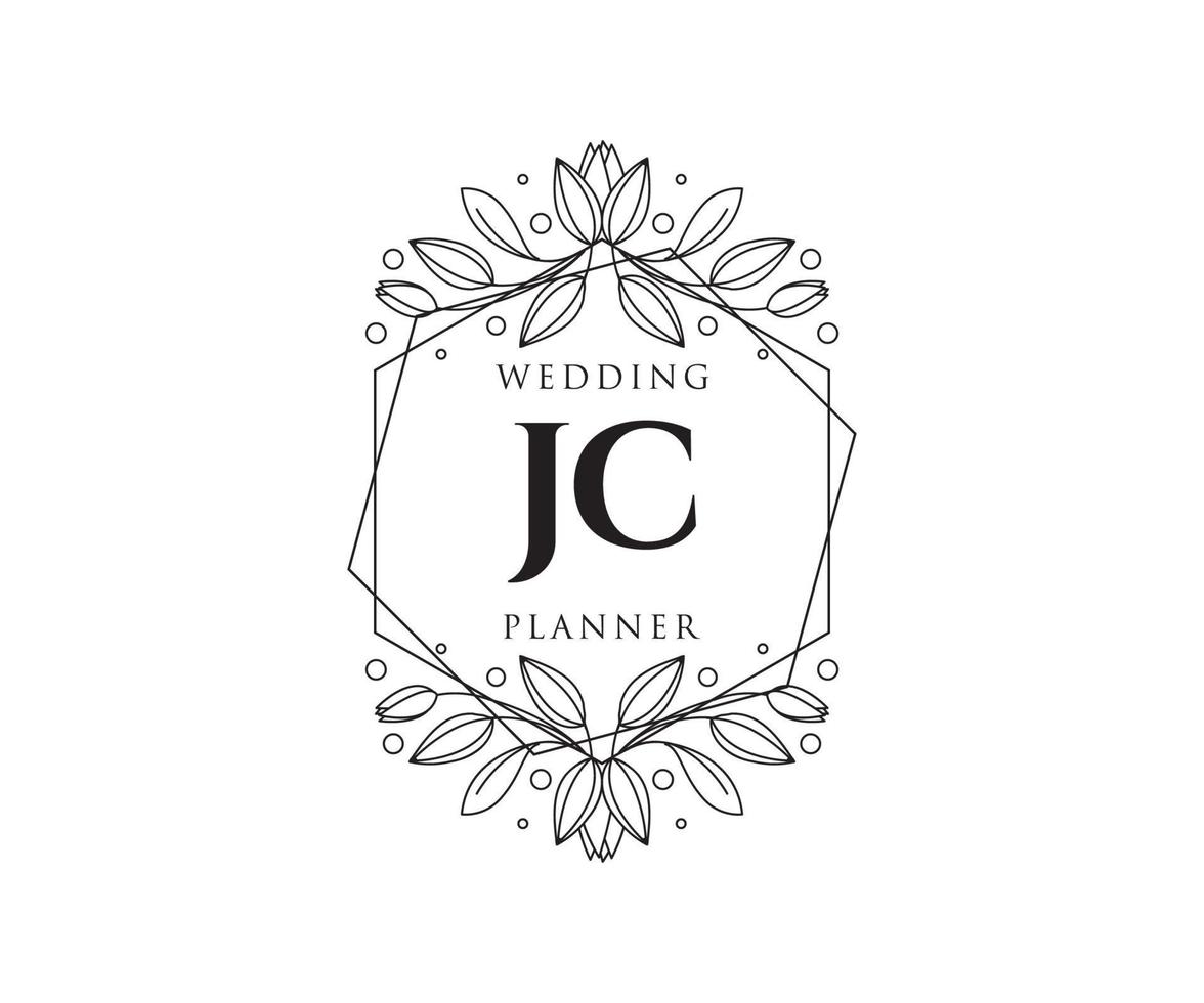 JC Initials letter Wedding monogram logos collection, hand drawn modern minimalistic and floral templates for Invitation cards, Save the Date, elegant identity for restaurant, boutique, cafe in vector
