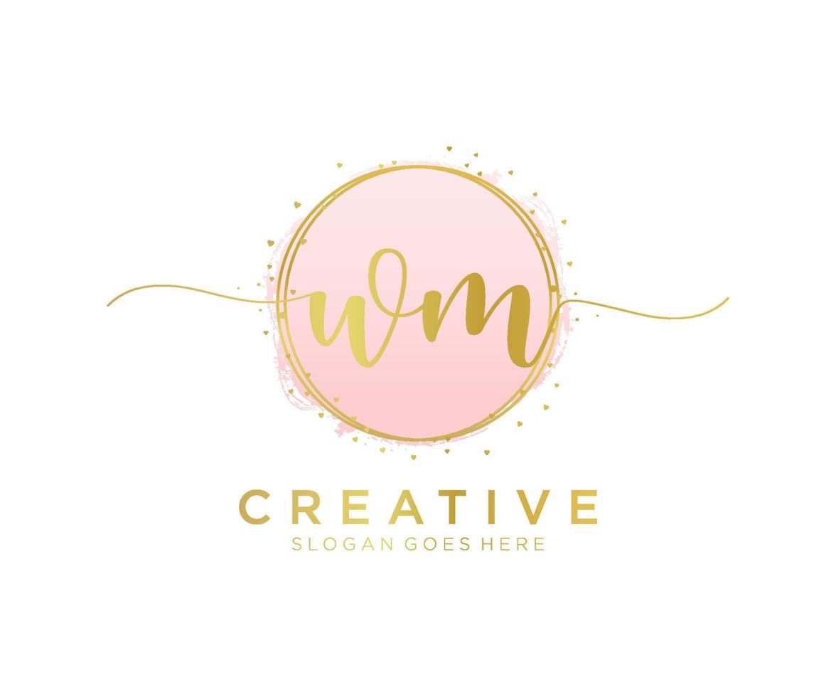 Initial WM feminine logo. Usable for Nature, Salon, Spa, Cosmetic and Beauty Logos. Flat Vector Logo Design Template Element.