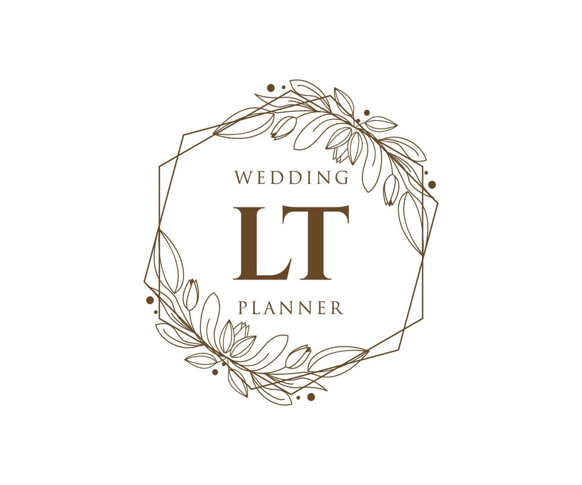 Colección de logotipos de monograma de boda con letras iniciales, plantillas florales y minimalistas modernas dibujadas a mano para tarjetas de invitación, guardar la fecha, identidad elegante para restaurante, boutique, café en vector