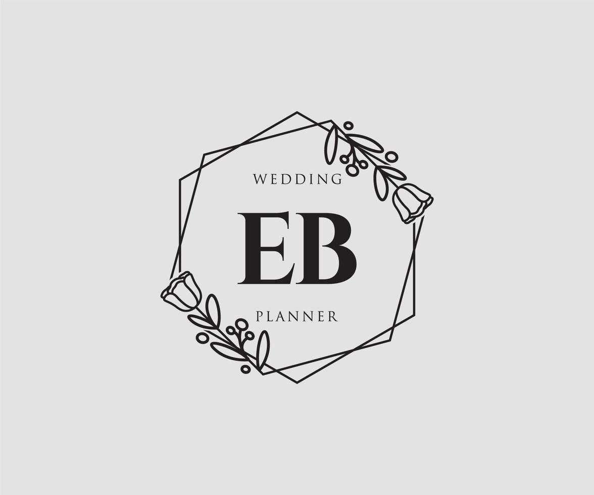 Initial EB feminine logo. Usable for Nature, Salon, Spa, Cosmetic and Beauty Logos. Flat Vector Logo Design Template Element.