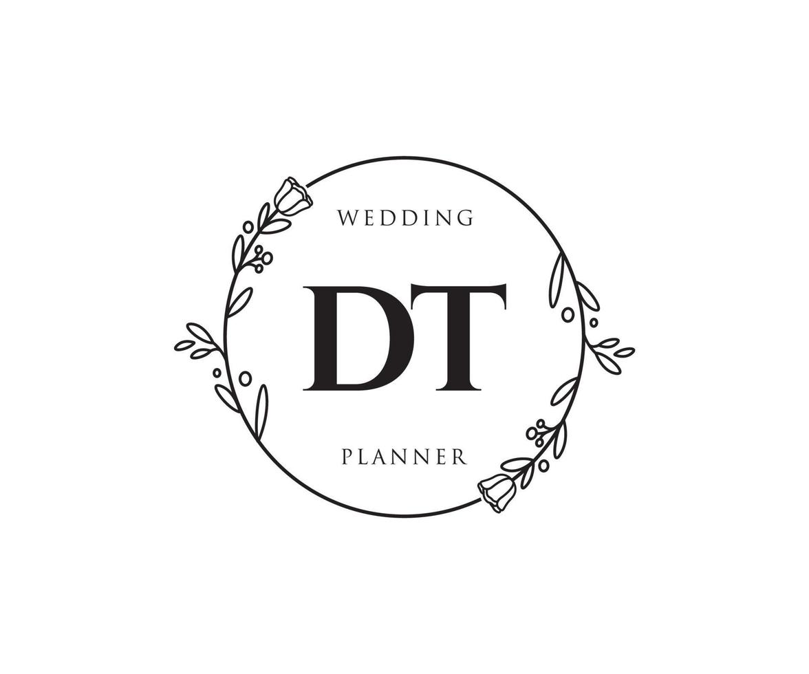 Initial DT feminine logo. Usable for Nature, Salon, Spa, Cosmetic and Beauty Logos. Flat Vector Logo Design Template Element.